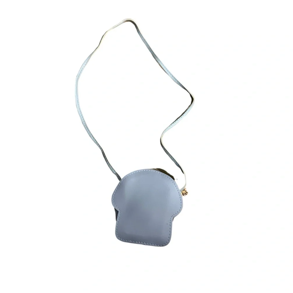 Kids faux leather mushroom crossbody purse blue pink - Picture 4 of 4